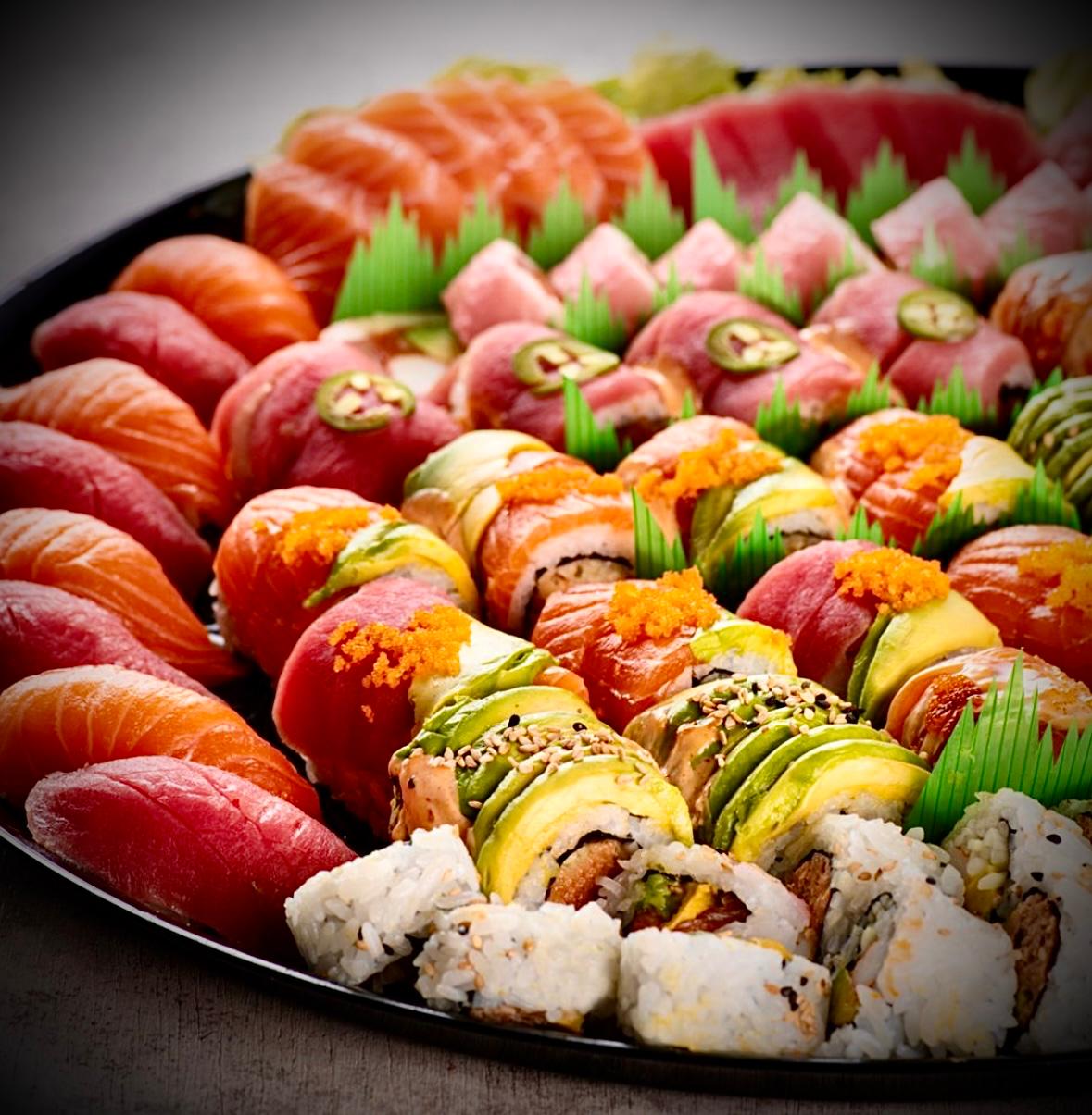 Premium sushi platter for VIP inflight catering at London Stansted EGSS